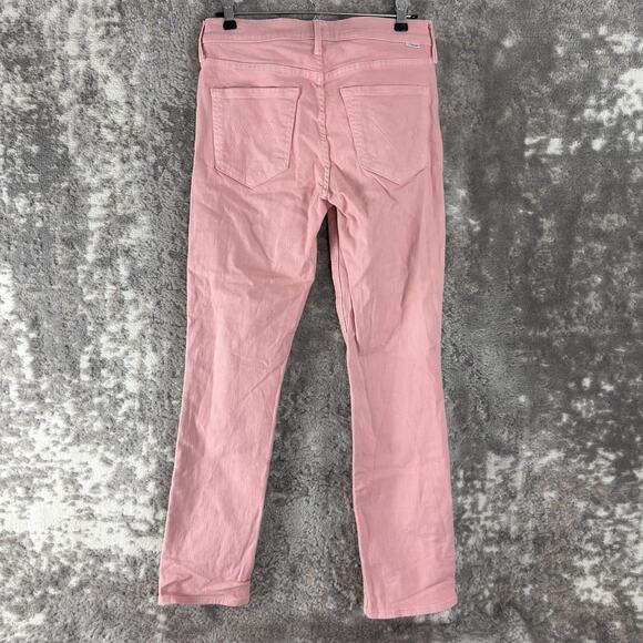 Mother Sz 27 Mid Rise Dazzler Ankle Play Date Jeans Pink Button Zip Denim Pants - Picture 3 of 13